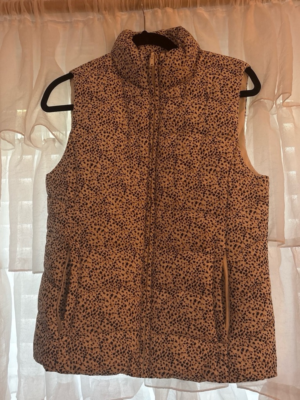 LOFT Leopard Print Quilted Vest in Tan and Black